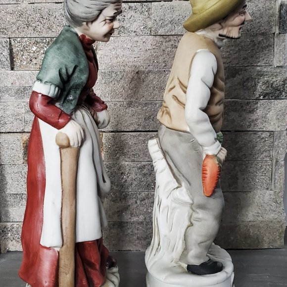 Cute Farmer & His Wife Figurines Handpainted Ceramic Countrycore Southwestern - Picture 4 of 11